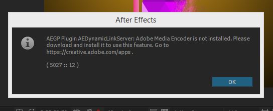 aegp plugin aedynamiclinkserver adobe media encoder is not installed mac